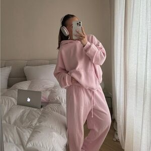 SKIMS Baby Pink Cotton Fleece Hoodie L